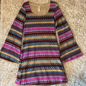 Multicolor print long sleeve dress size Medium